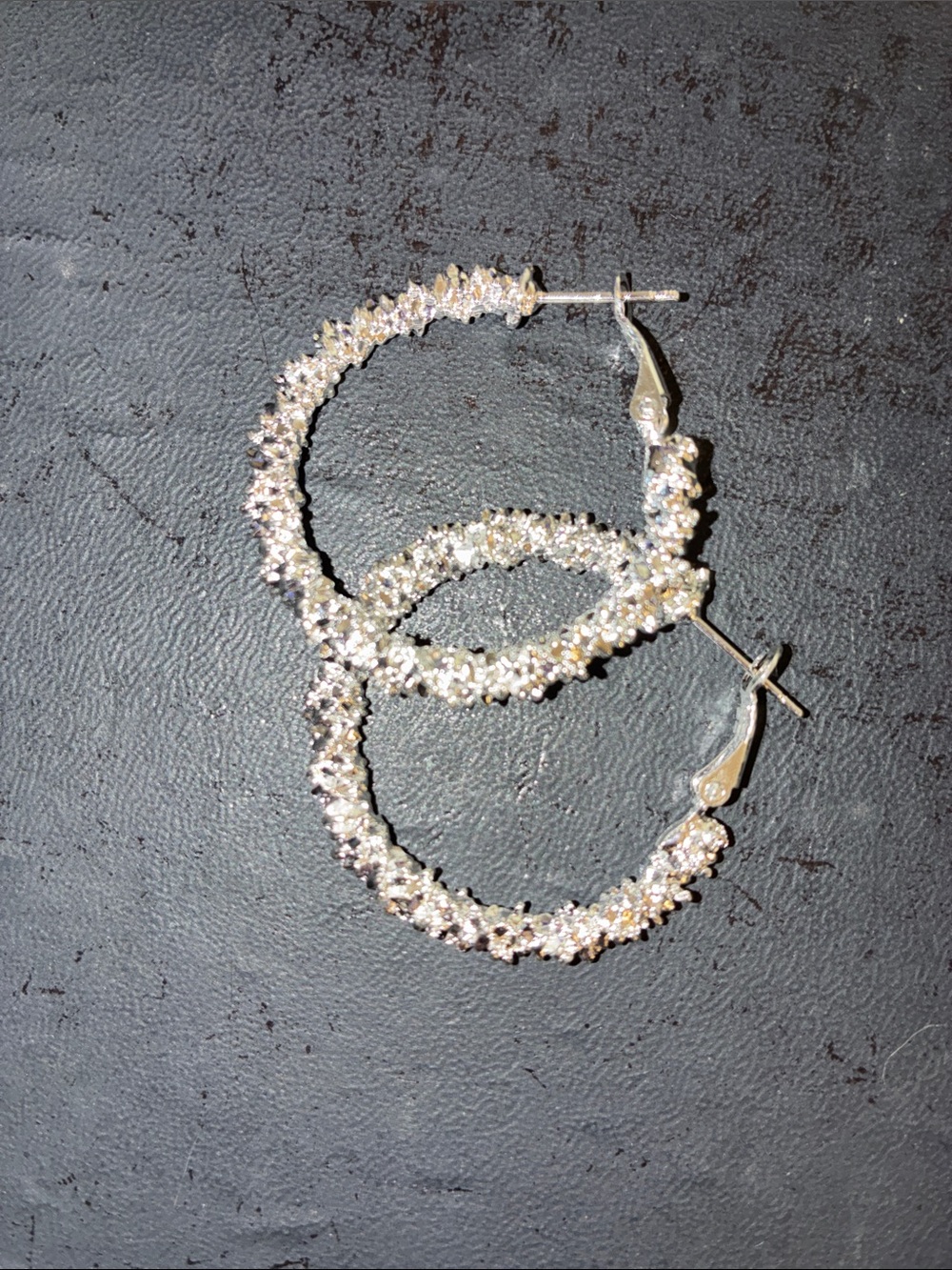 Sparkling Silver Tone Crystal Hoop Earrings
